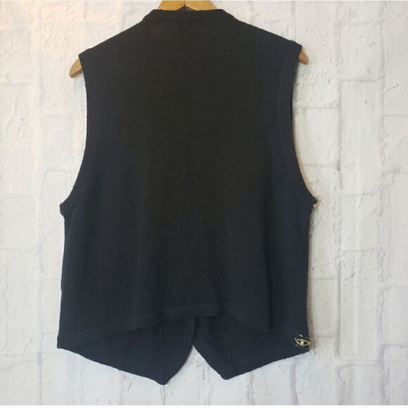 VINTAGE YARNWORKS Beaded & Sequined Holiday Button Front Sweater Vest Large - Picture 6 of 6